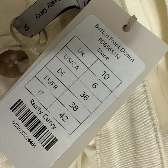 BRAVISSIMO Button Front Denim Dress Belted Knee-Length Stone Garden Party NWT - Picture 10 of 14